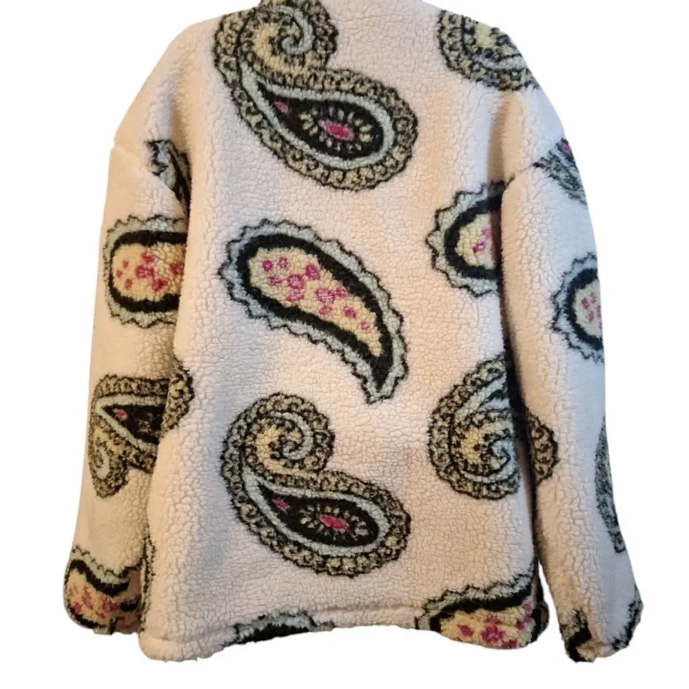 Obey Paisley sherpa fleece jacket size L